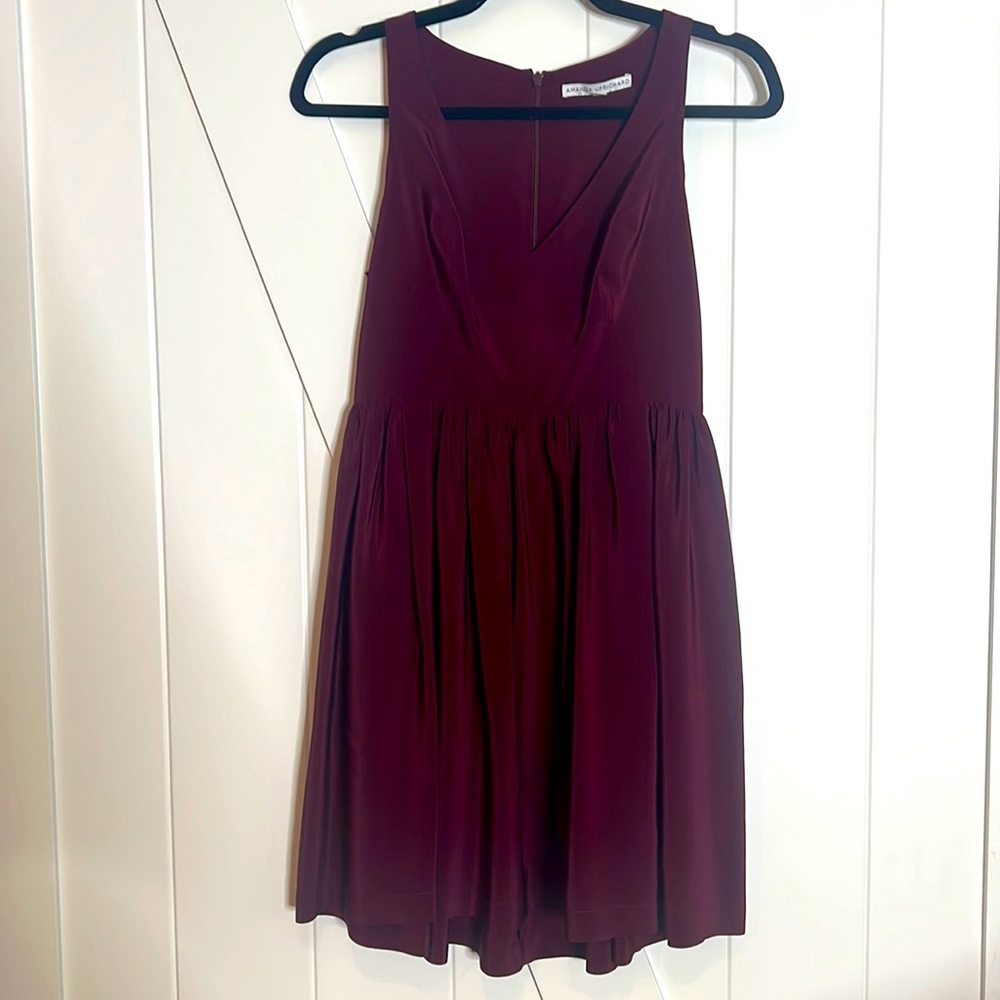 Amanda Uprichard Burgundy Sleeveless Mini Dress Silk
